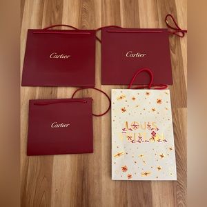Lot of 4 Cartier and Louis Vuitton Shopping Bags